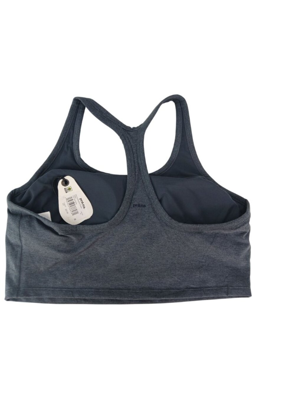 PrAna Womens Heathered Racerback Bralette XL Gray Moisture Wicking UPF 50 Bra - Picture 2 of 8
